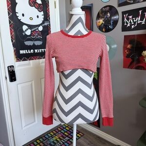 American Eagle Outfitters Striped Red and White Crop Top